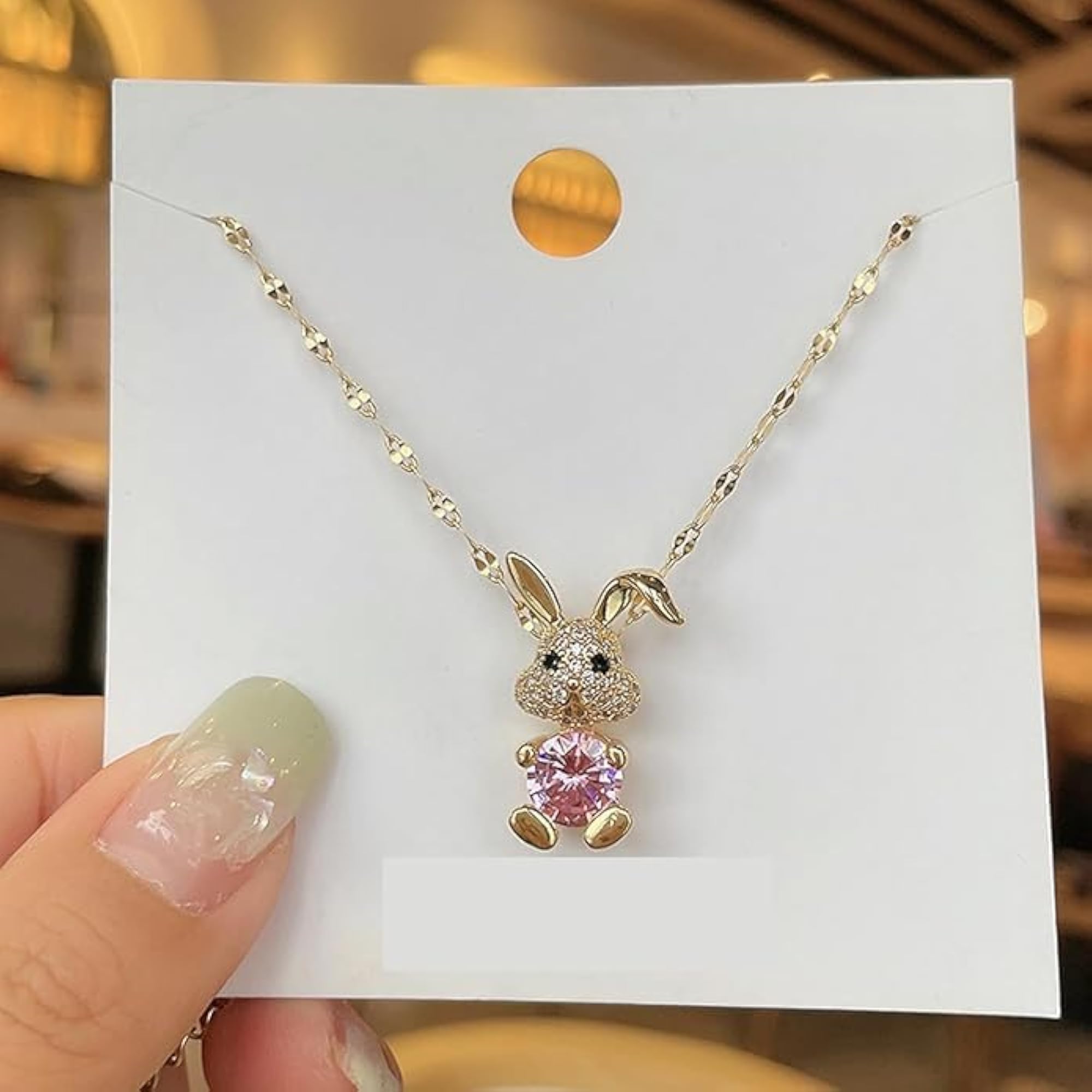 Cute Bunny Rabbit Gold Plated Pendant Necklace for Women